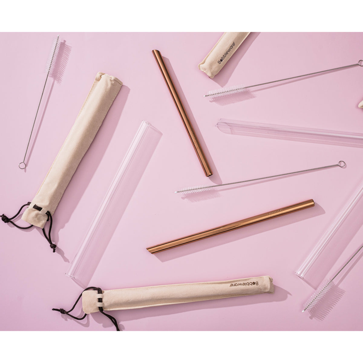 Reusable Tritan™ Boba Smoothie Straw Set